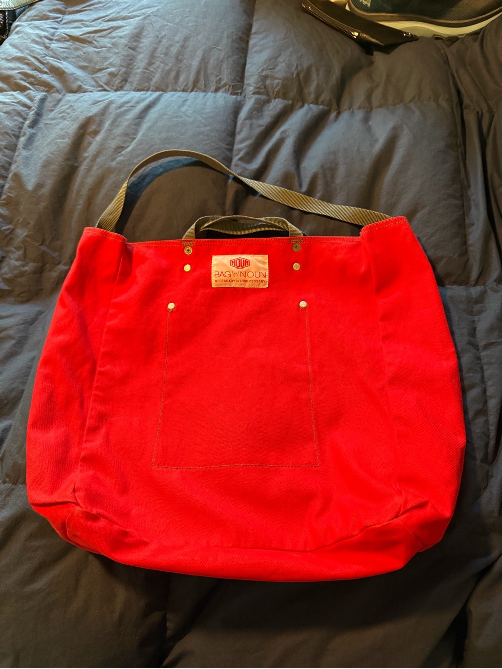 Red Canvas Tote Bag with Strap